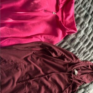 Pink and Burgundy Quarter-Zip Hoodies